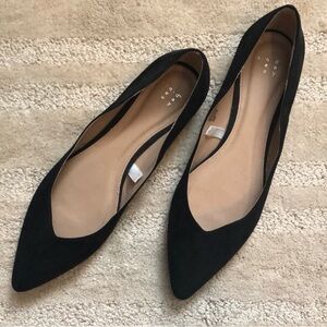 a new day Black Pointed-Toe Suede Flats